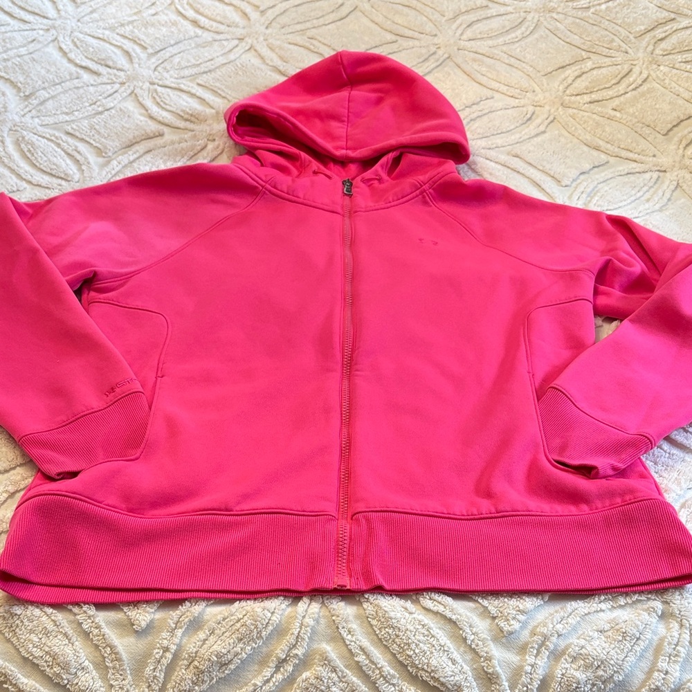 Under Armour zip up in hot pink, XL.